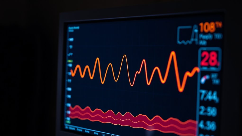 contractions displayed on monitor