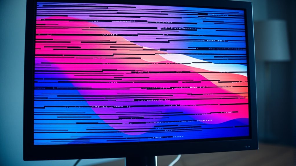 monitor displaying horizontal lines