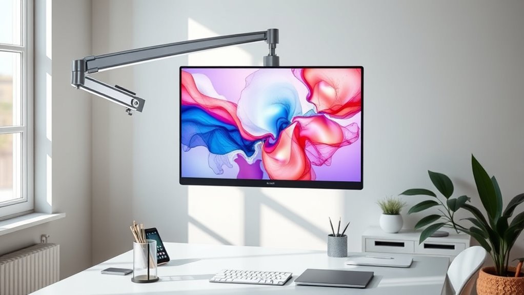 monitor mounted on arm