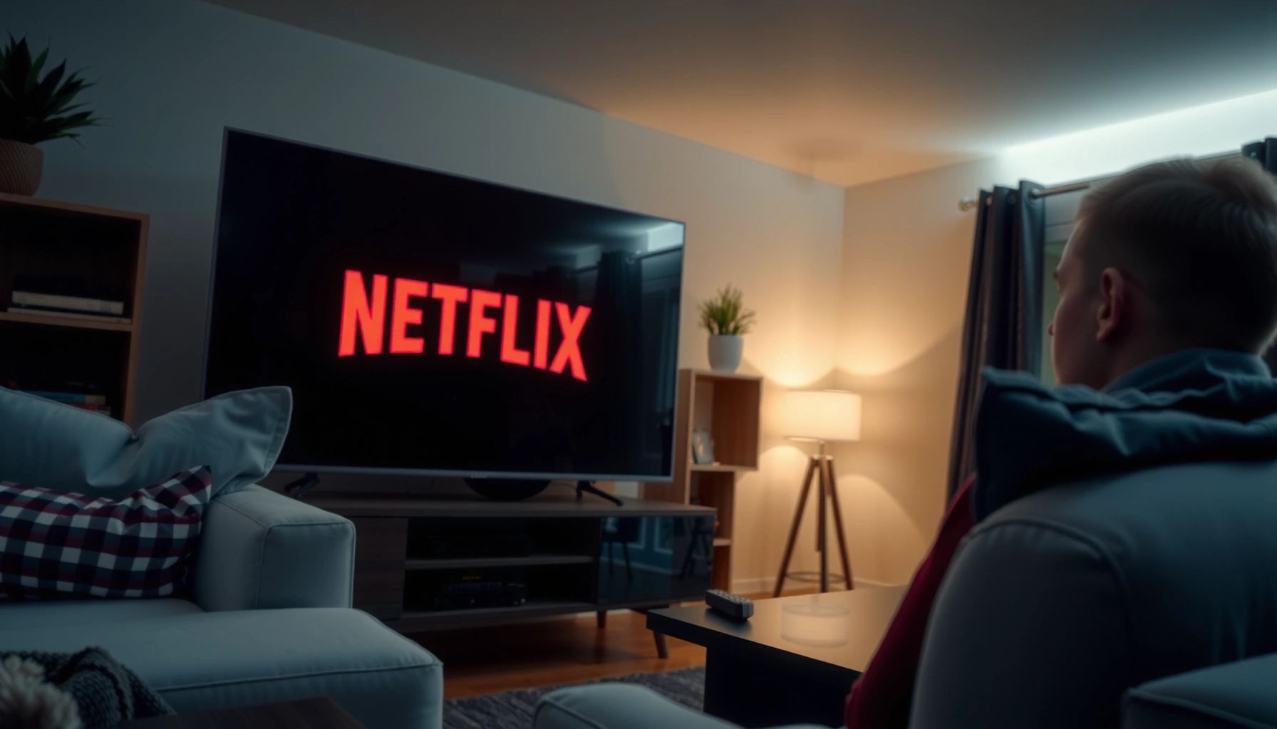 A user navigating to Netflix on a smart TV interface, demonstrating how to access the app.