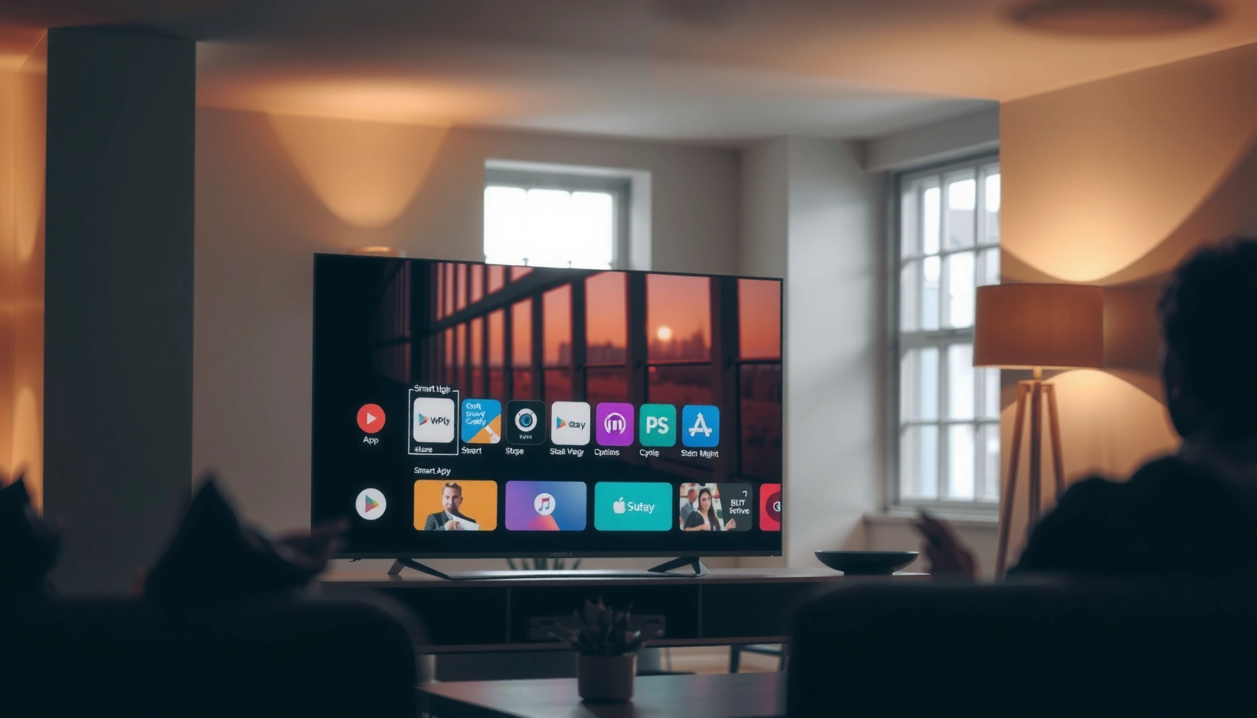 A user navigating the app store on a Samsung Smart TV to add new applications.