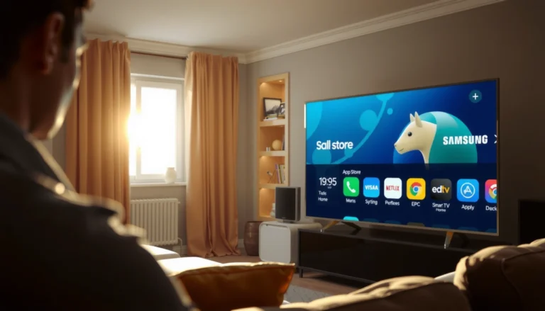 A user adding apps to a Samsung Smart TV interface, showcasing the app installation process.