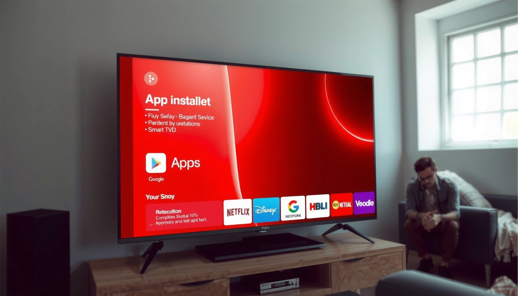 User adding apps to a smart TV interface, demonstrating how to enhance viewing experience.