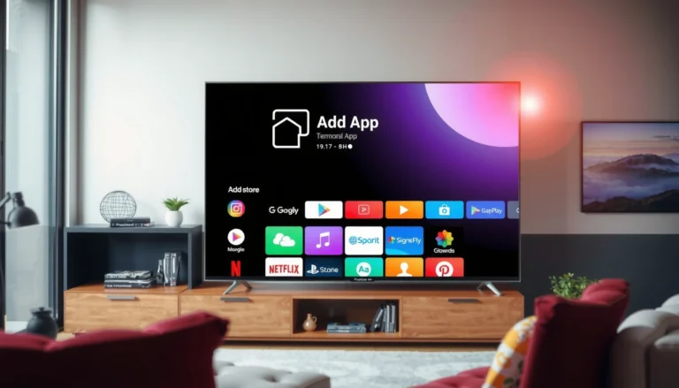 A user adding an app to a smart TV, illustrating quick steps for installation.