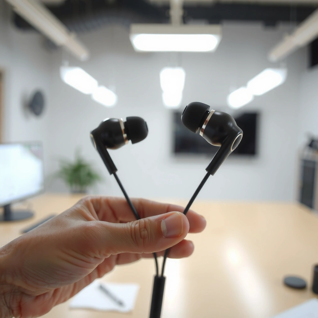 Illustration of earbuds demonstrating audio playback and sound delivery functions