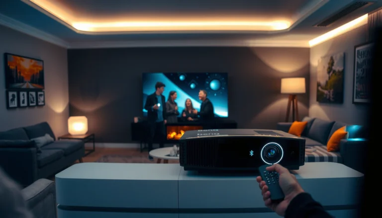 A person checking Bluetooth settings on a BenQ projector.