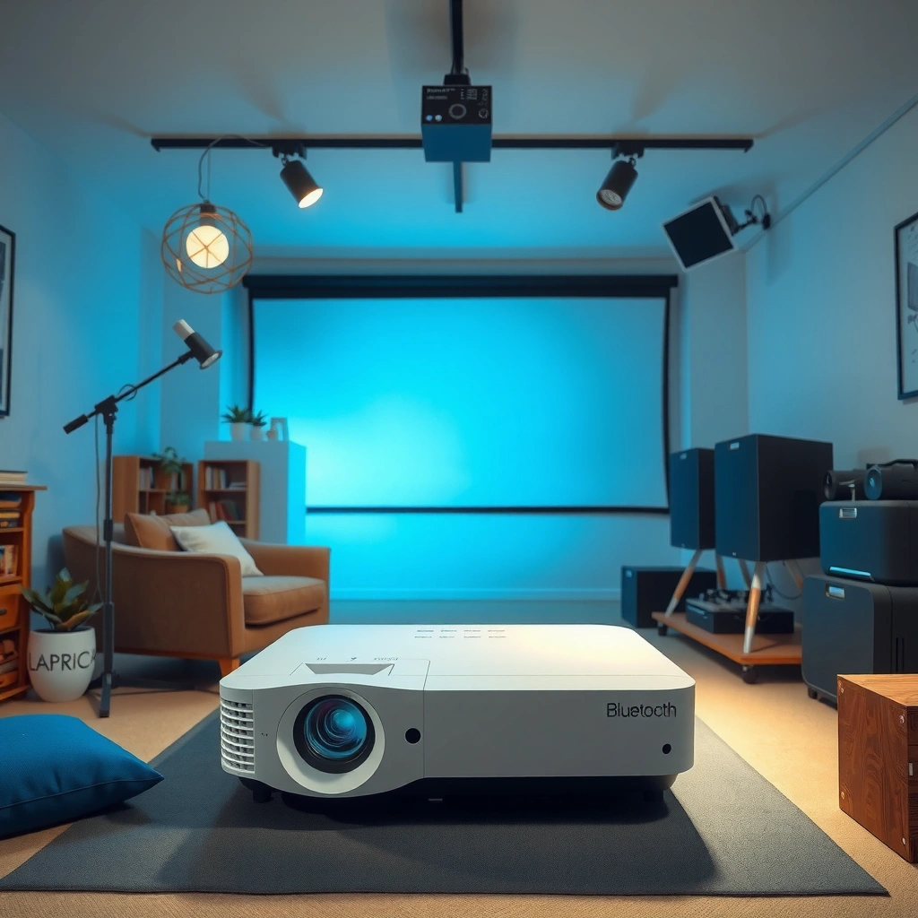 Illustration showing Bluetooth connection and pairing process for projectors