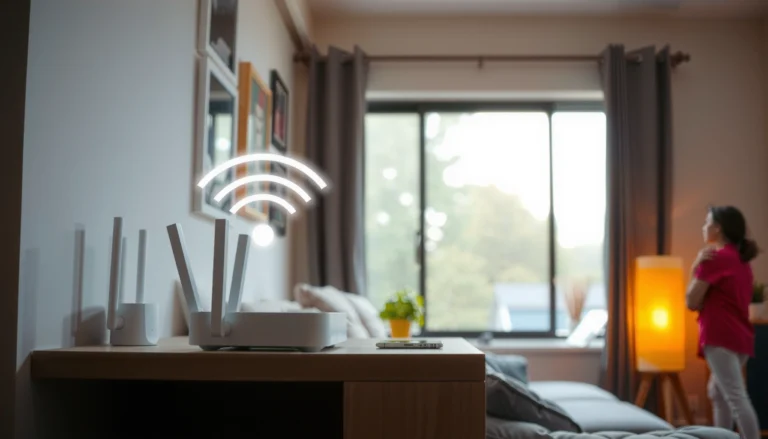 Illustration of tips to extend WiFi reach and improve internet coverage in homes and offices.