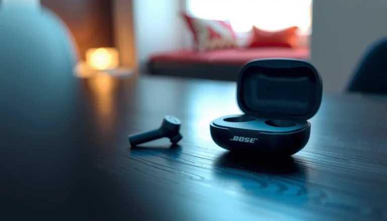 Bose earbuds showcasing battery life and longevity features in a blog article.