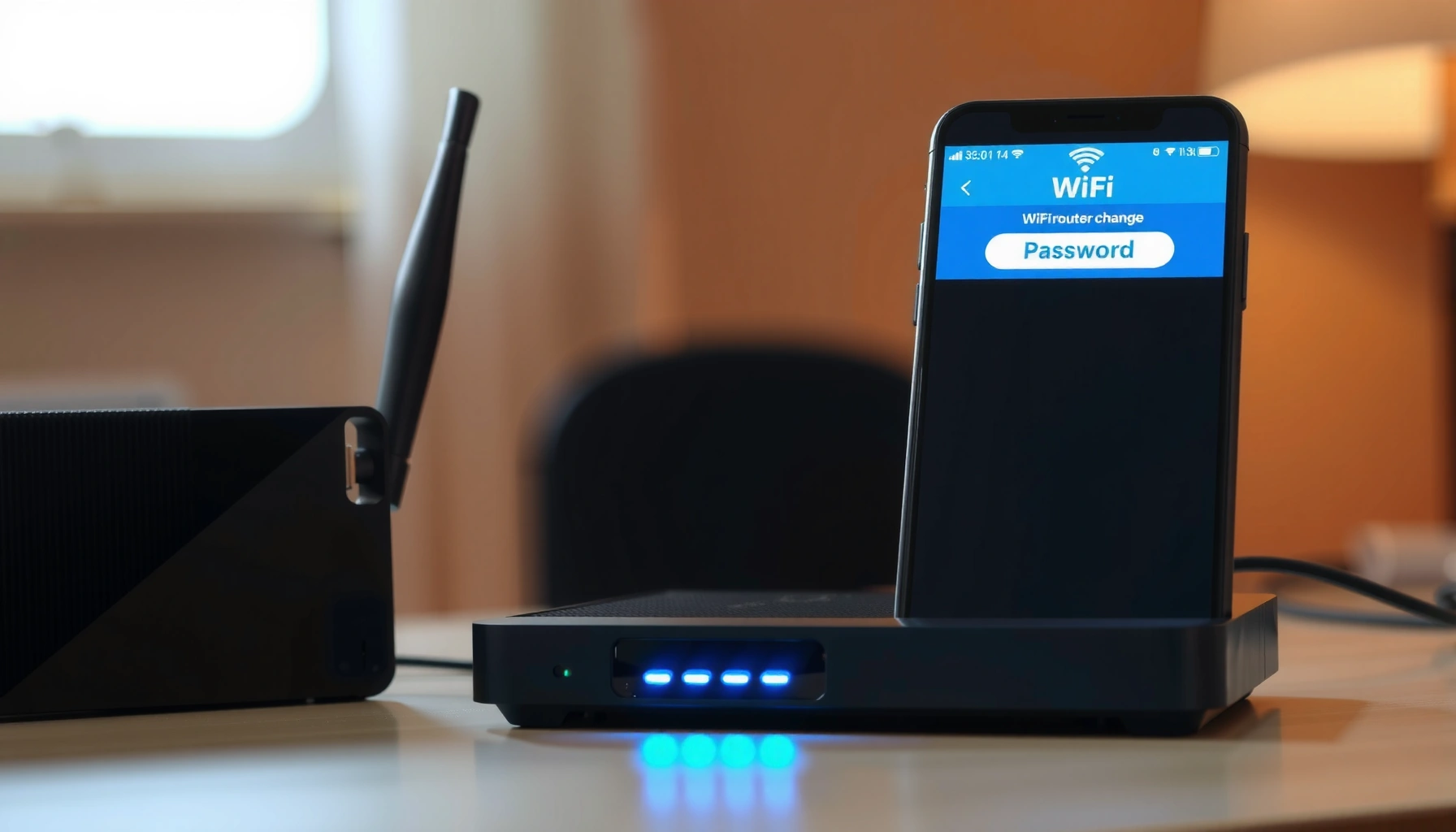 Illustration showing steps to change WiFi password for better network security.