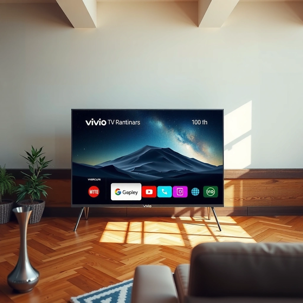 Vizio TV showing built-in Wi-Fi and streaming apps options for smart TV features