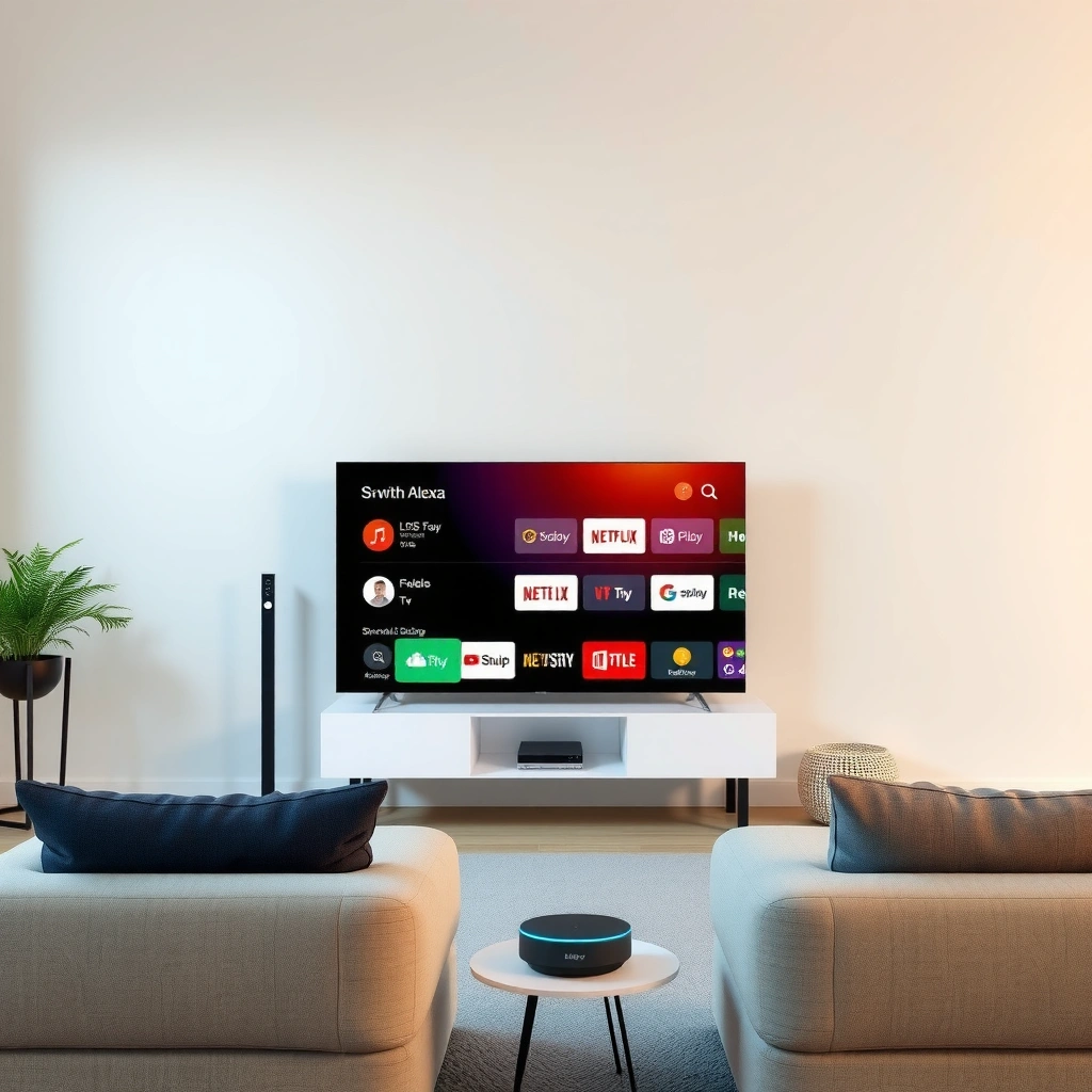 Image showing compatibility check for pairing Smart TV with Alexa, including requirements and steps.