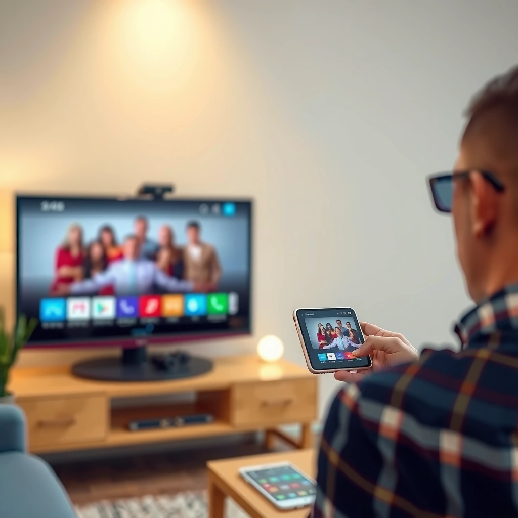 A smartphone and smart TV displaying connection options for compatibility check.
