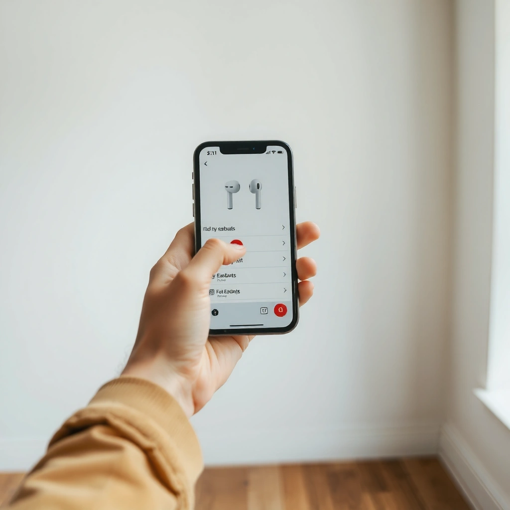 iPhone screen displaying Find My app showing the location of earbuds