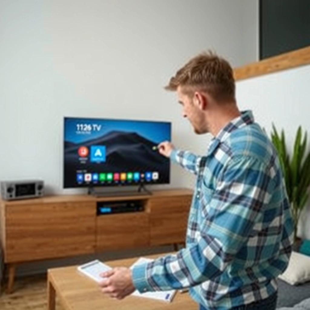 A user checking internet and smart TV settings for optimal connectivity.