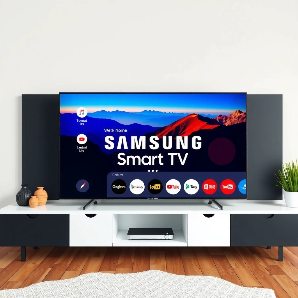 A Samsung Smart TV displaying internet connection settings for app downloads
