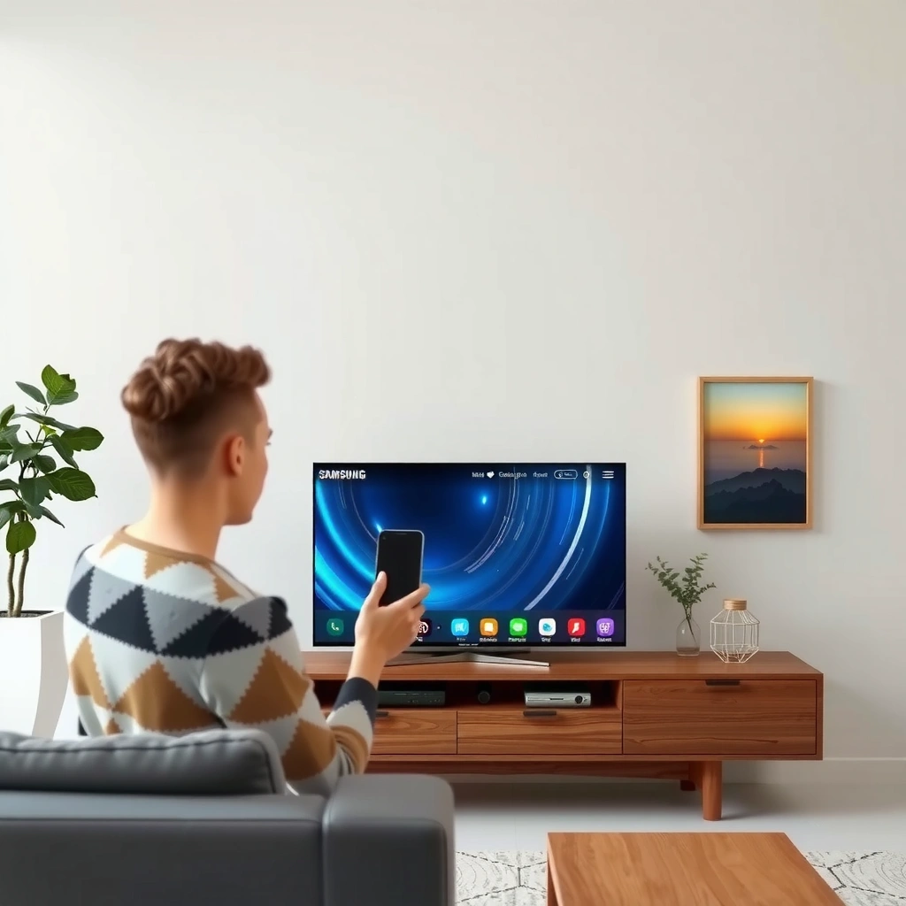 A Samsung Smart TV displaying internet connection settings and update options for app downloads.