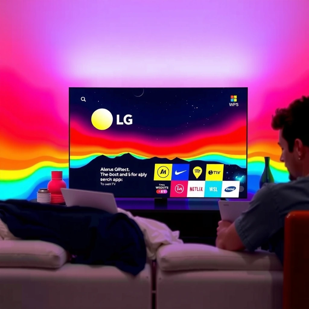 User checking the internet connection settings on an LG Smart TV to download an app.