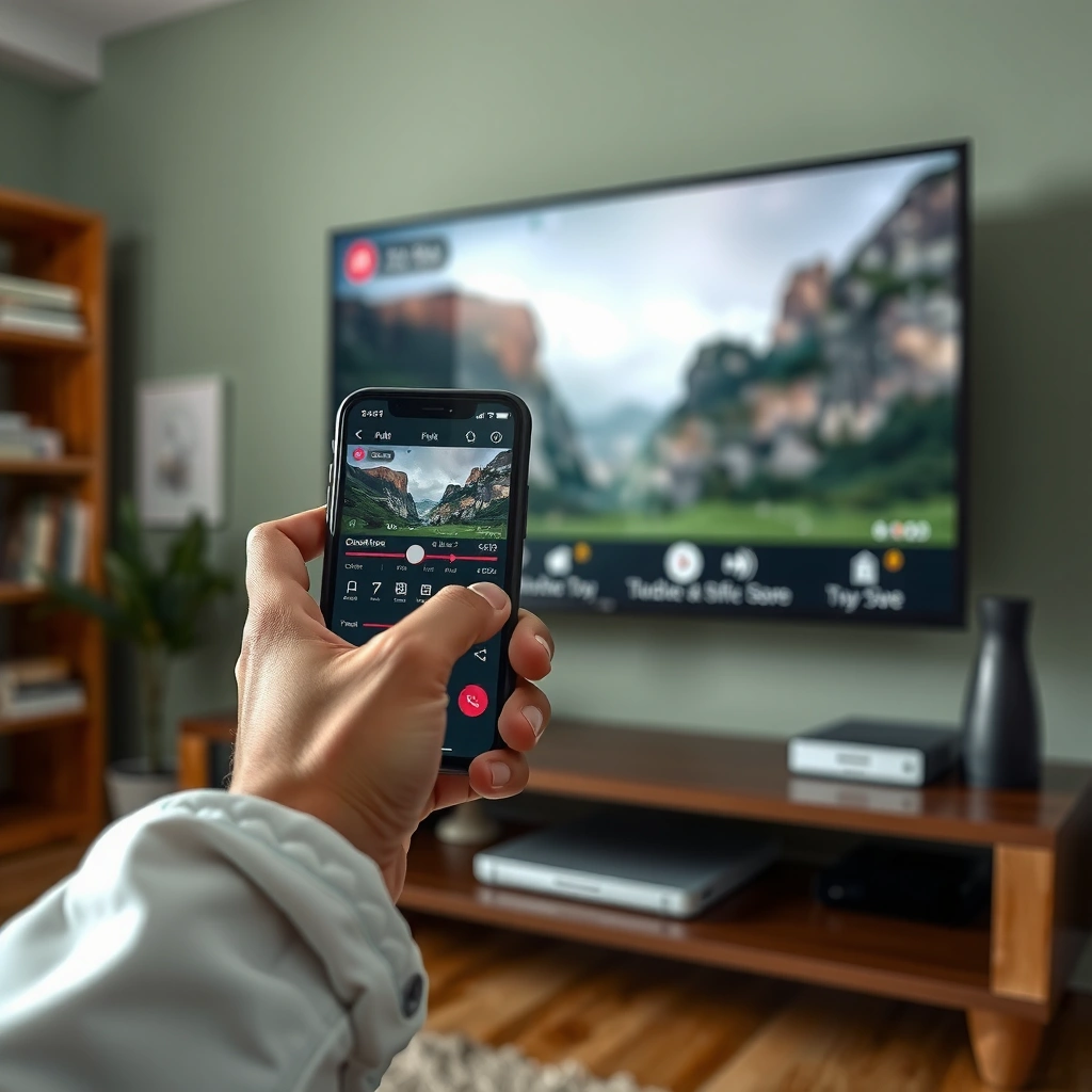 Image showing compatibility check between iPhone and Smart TV for casting.