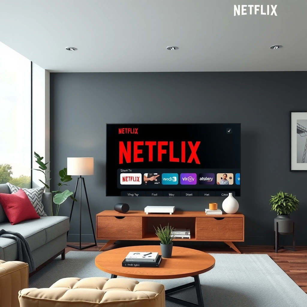 A user checking Netflix support on a smart TV screen with settings menu displayed.