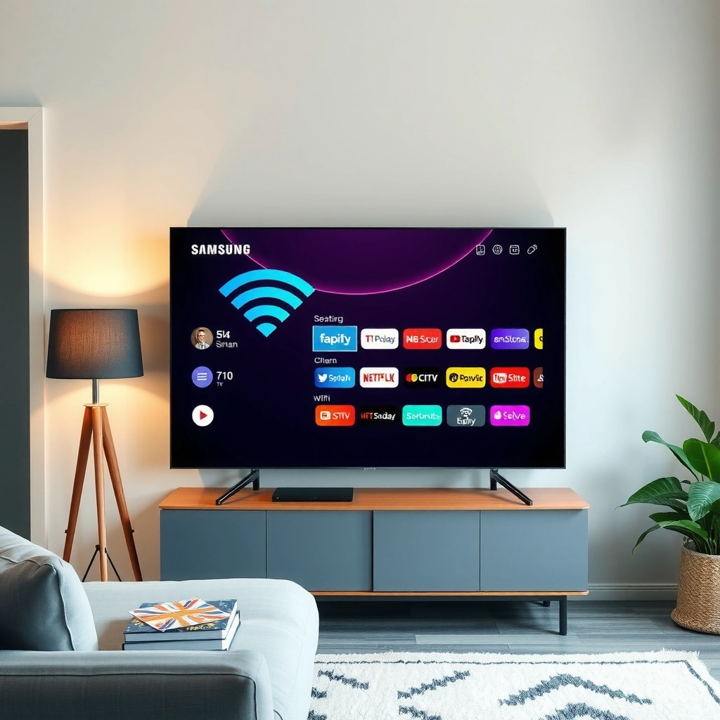 A Samsung Smart TV displaying network settings for WiFi compatibility check