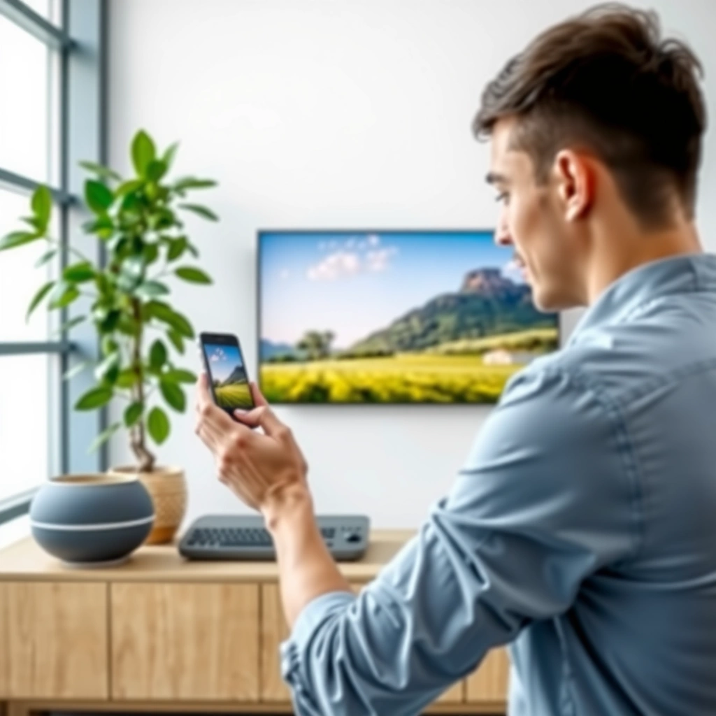 Image showing how to check compatibility and connection type between phone and Samsung Smart TV.