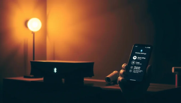A person checking if a projector has Bluetooth connectivity features.