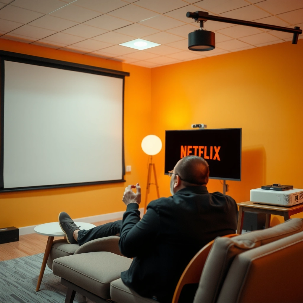 A person examining a projector's specifications for Netflix compatibility.