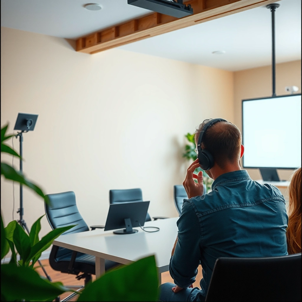 A person checking the WiFi compatibility of a projector for easy setup.
