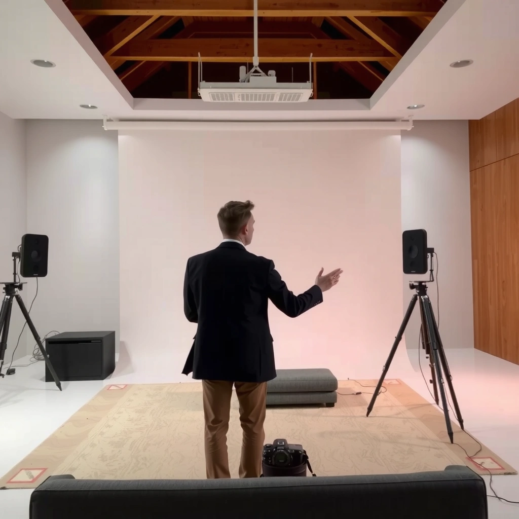A person inspecting the wireless capabilities of a projector for easy wireless setup.