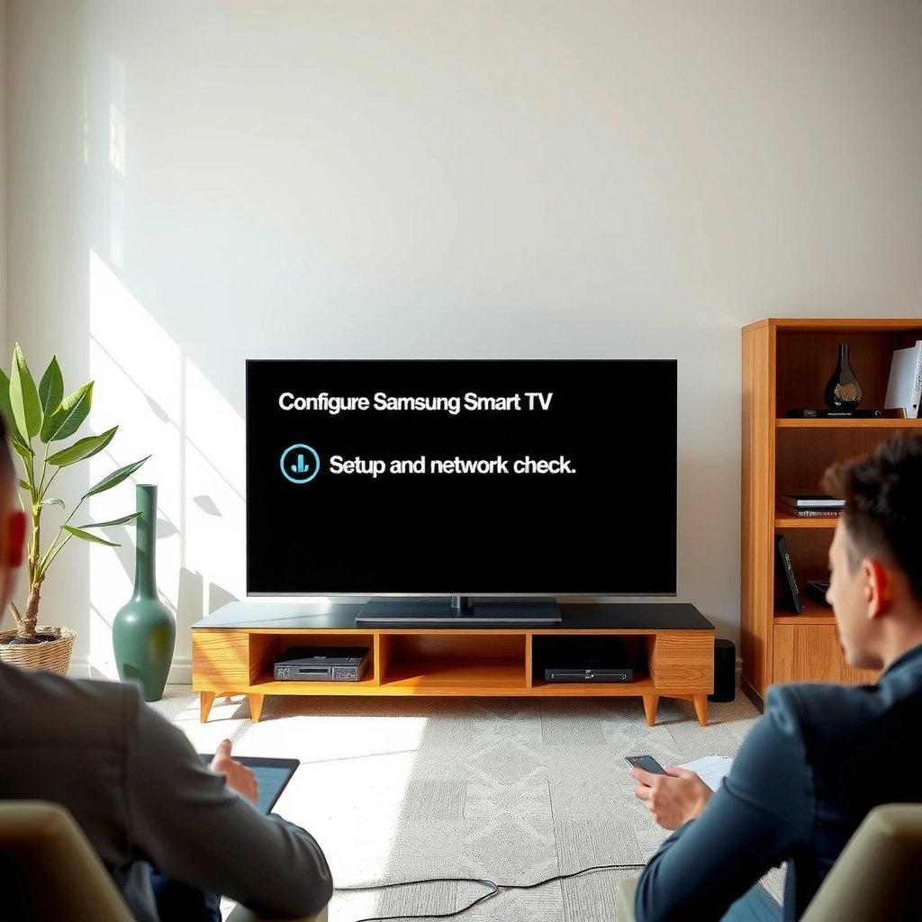 Image showing the requirements checklist for Samsung Smart TV setup and network configuration.