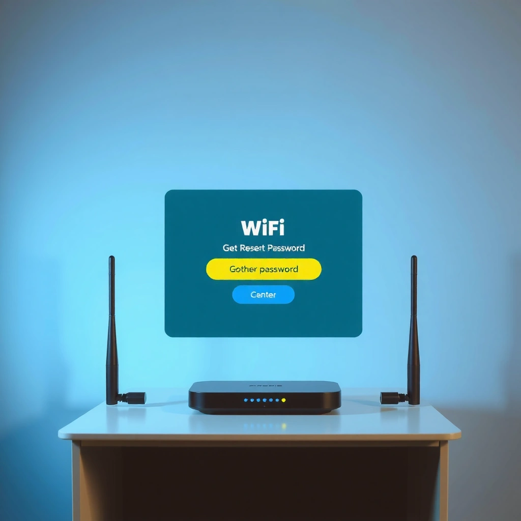 Image showing a router label with admin access information for WiFi password reset.
