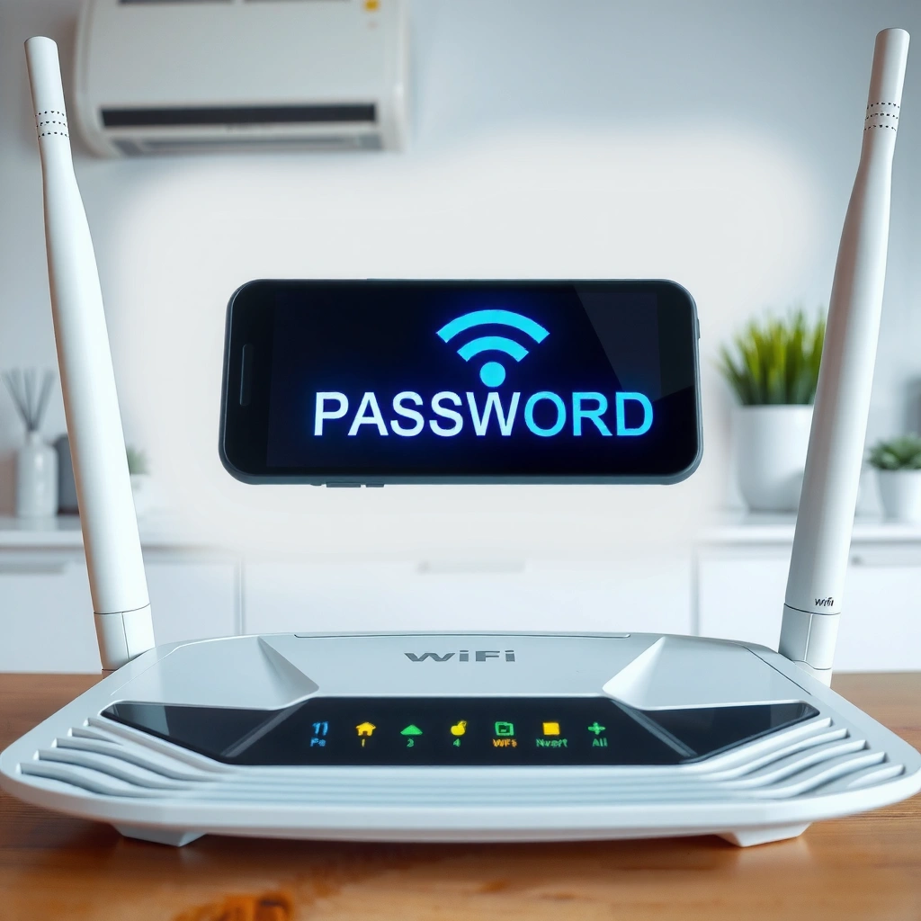 Image showing a router label with WiFi password and documentation for easy access