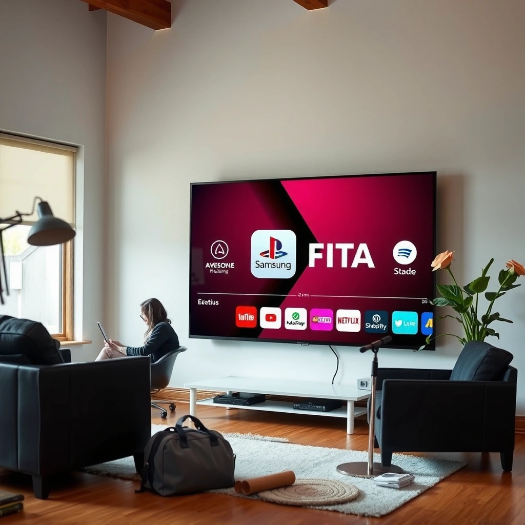 Samsung Smart TV settings menu displayed on screen for app installation.