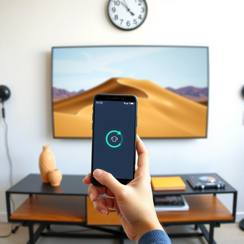 A Samsung Smart TV displaying AirPlay settings for connecting an iPhone.