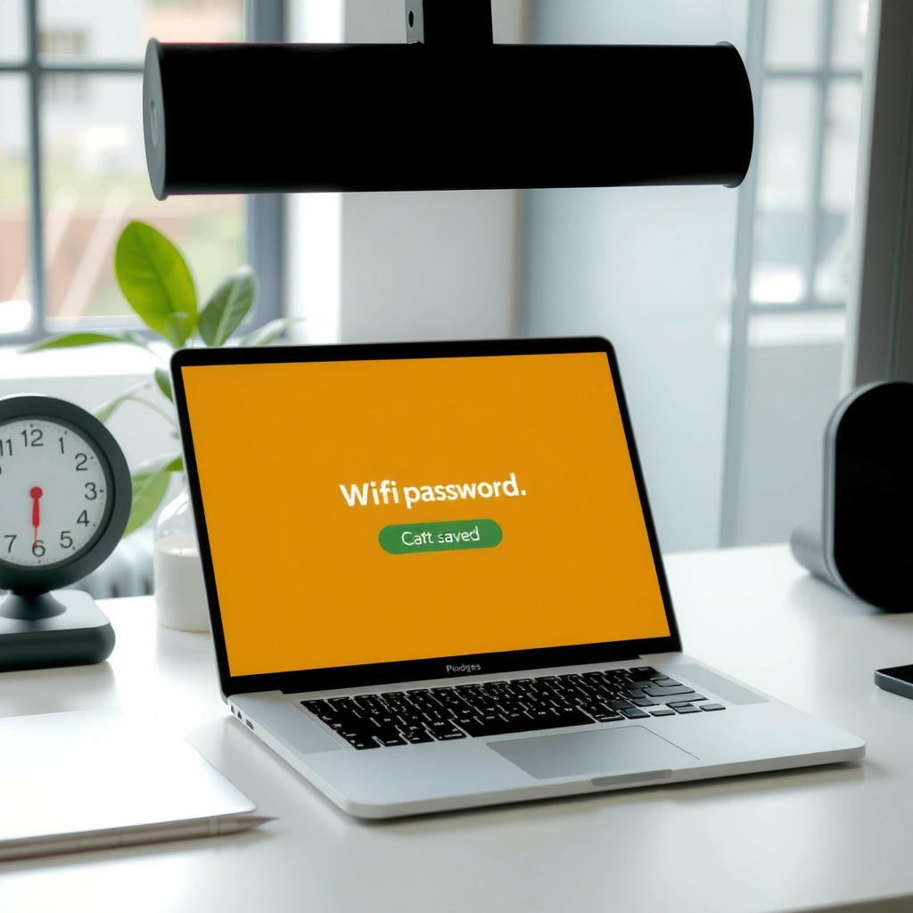Screenshot showing how to check saved WiFi password on a Windows laptop.