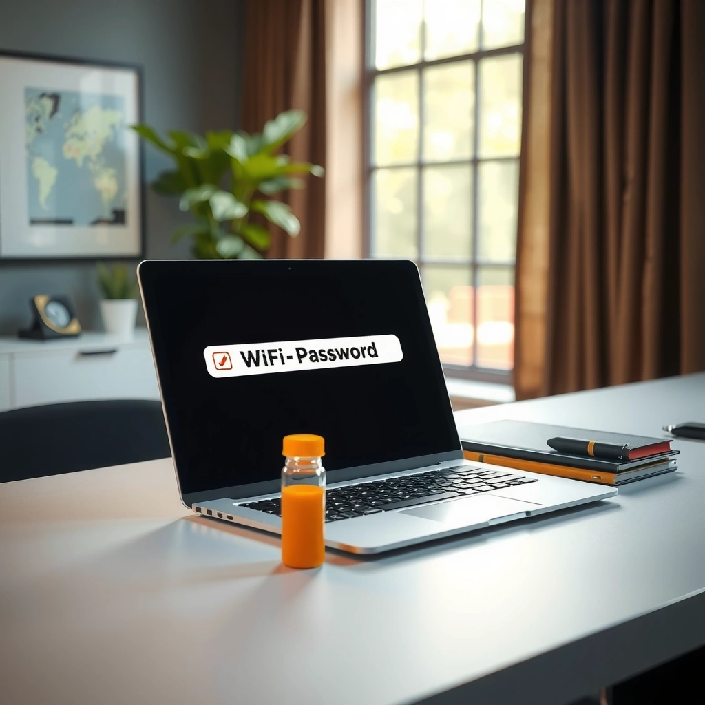 User checking saved WiFi password on a Windows laptop screen