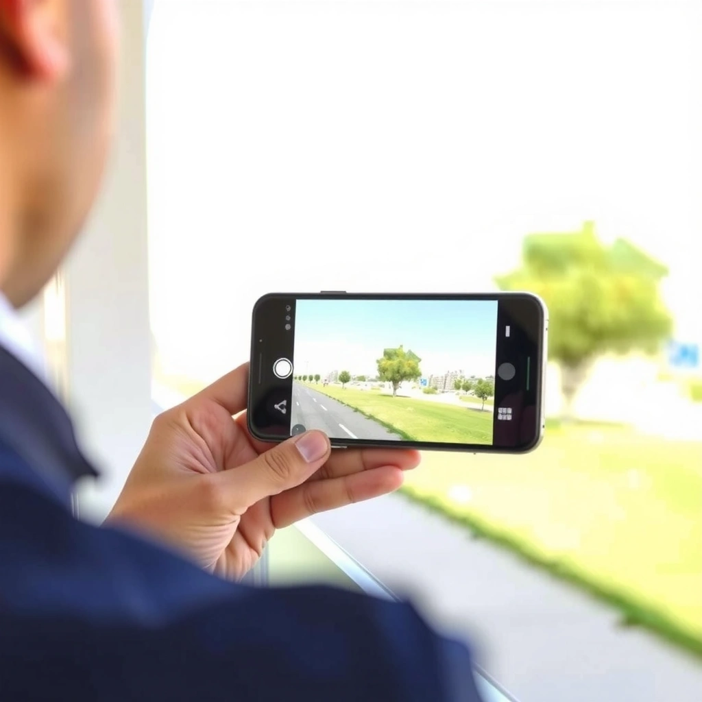 A person checking a smart TV for AirPlay support to mirror an iPhone.