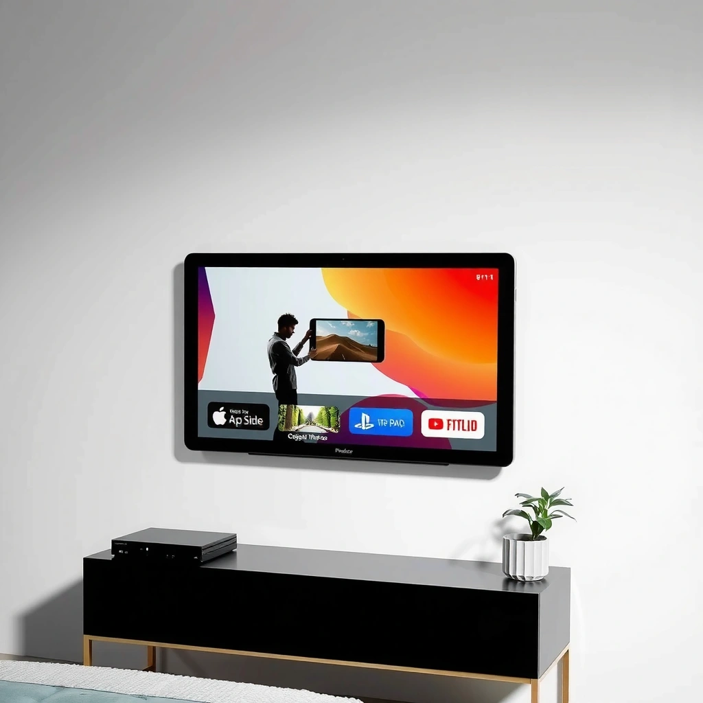 A person checking if their Smart TV supports AirPlay for mirroring iPad.