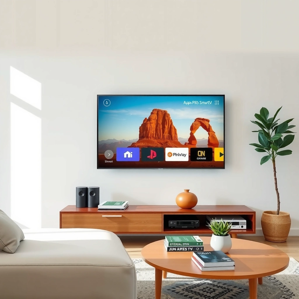 A user navigating the app store on a smart TV to download applications.