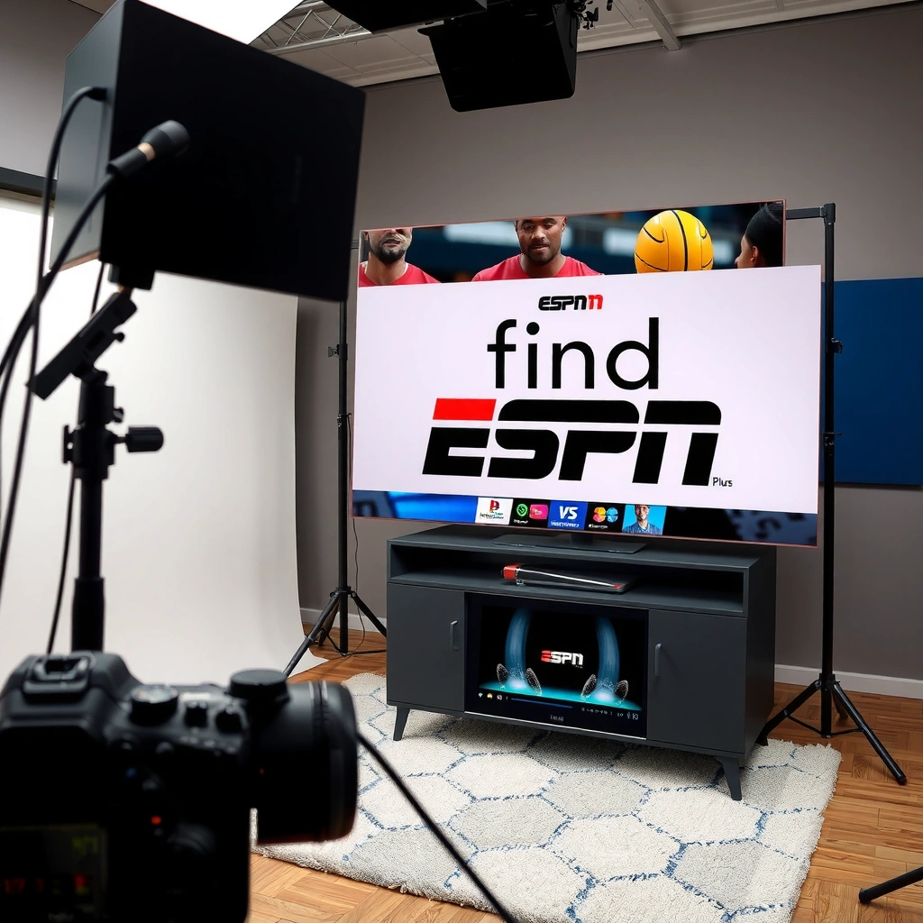 A user checking the app store on a smart TV to find ESPN Plus.
