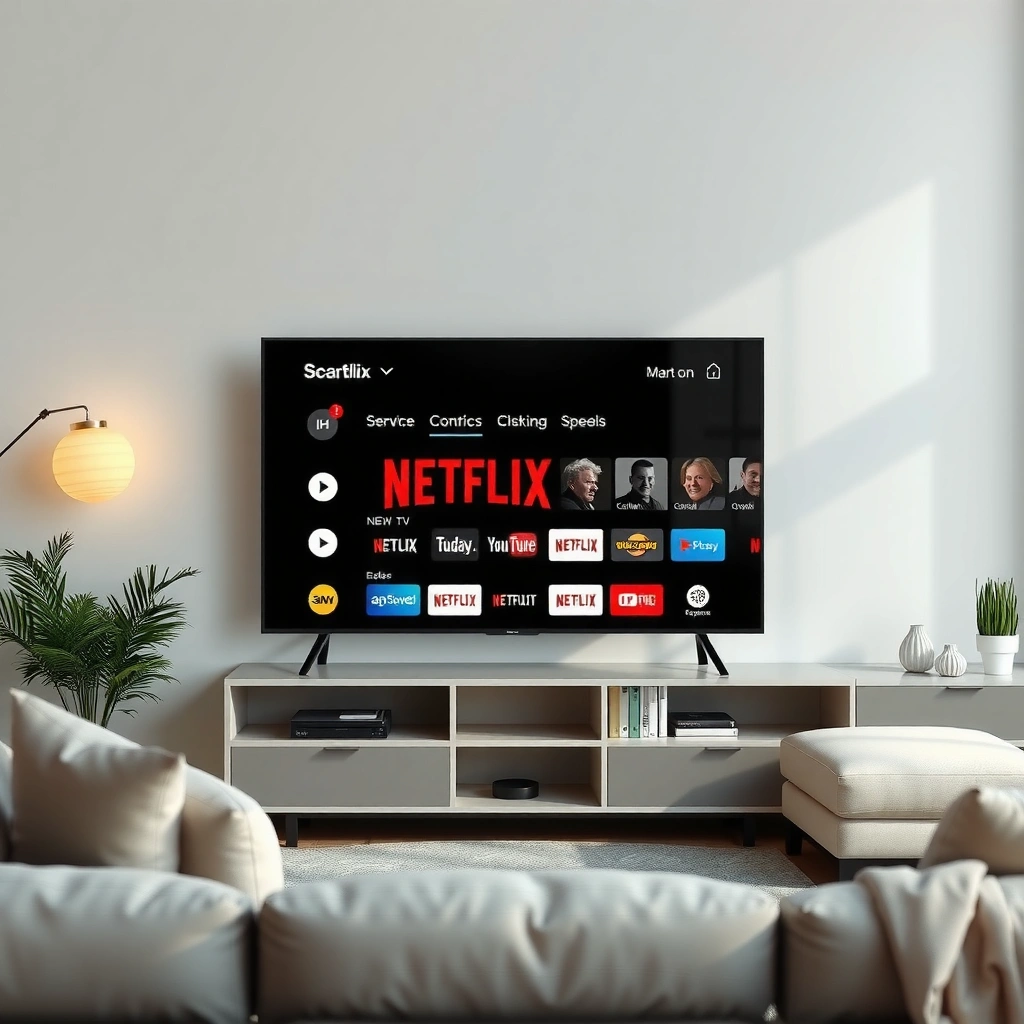 A person checking smart TV compatibility for Netflix streaming setup.
