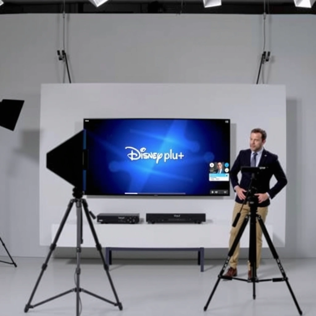 A person checking if their Smart TV supports Disney Plus streaming services.
