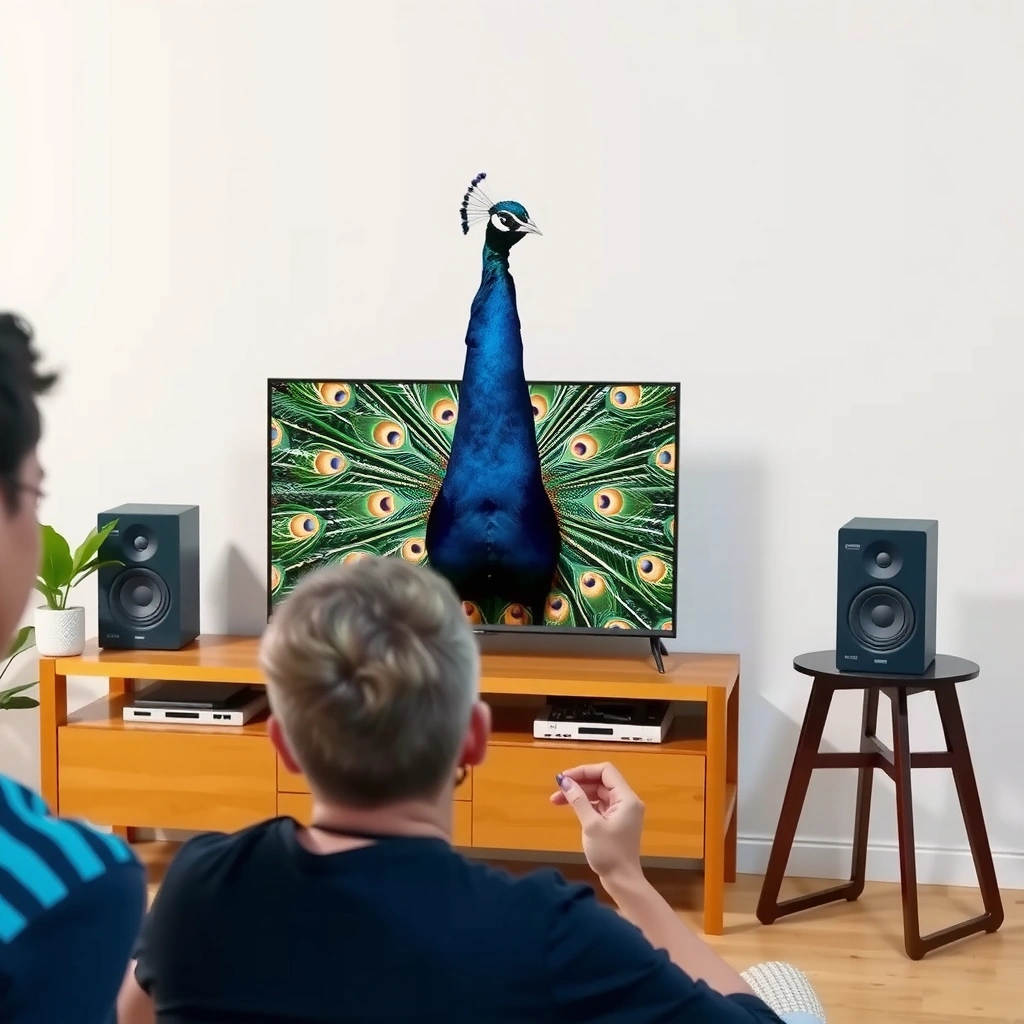 A person checking if their Smart TV is compatible with Peacock streaming service.