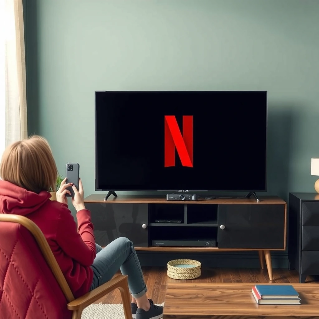 A user checking the internet connection on a smart TV for Netflix setup.