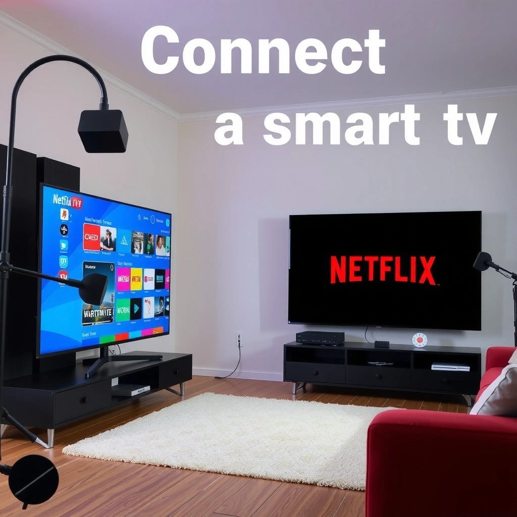 A person checking the model of a smart TV and verifying internet connection for Netflix setup.