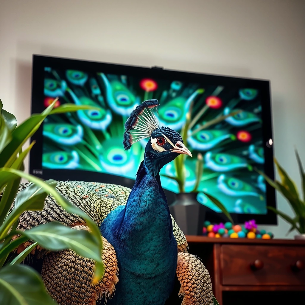 A person checking if their smart TV supports the Peacock streaming service.