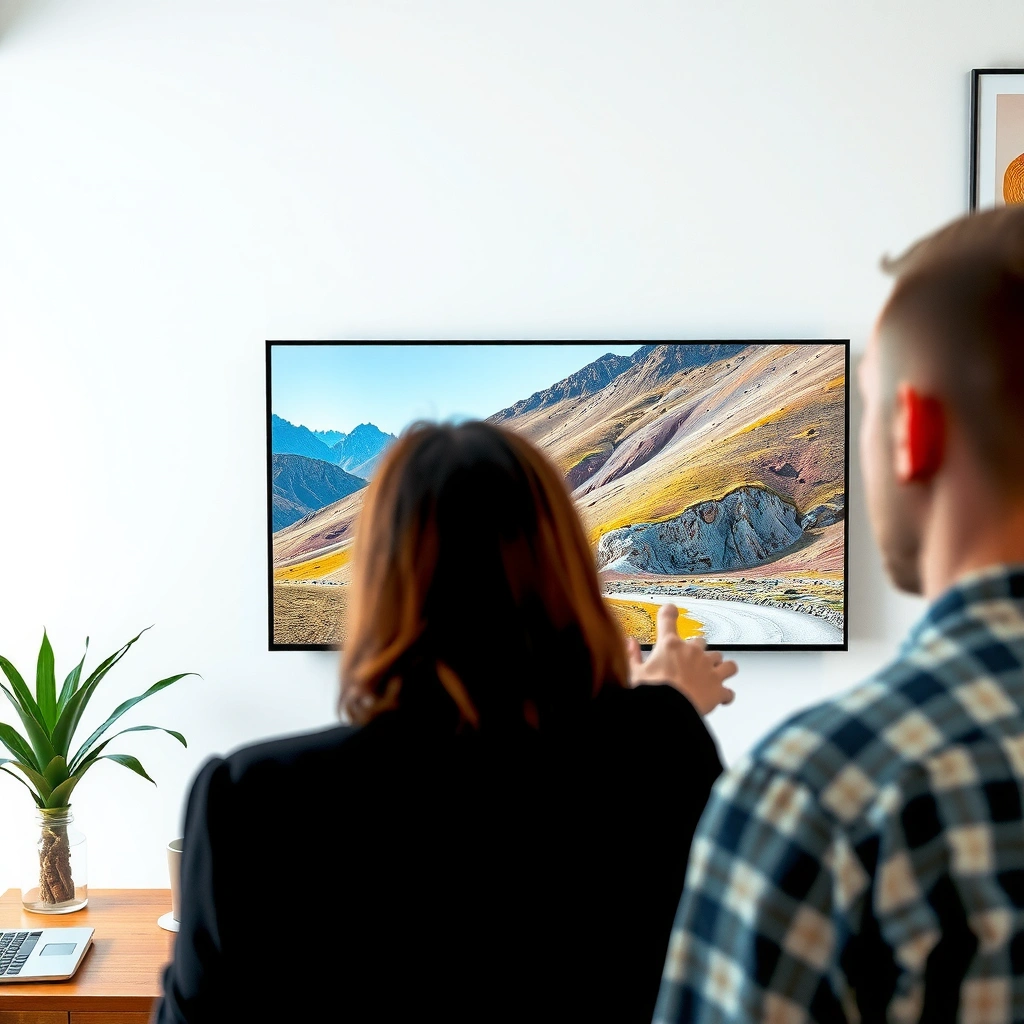 A person checking the settings on a smart TV for screen mirroring support features.