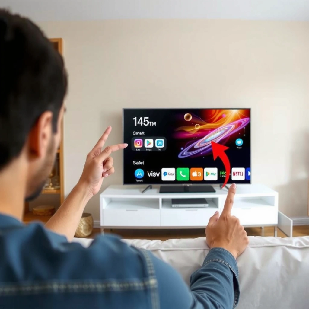 A person checking WiFi settings on a smart TV to ensure compatibility with wireless networks.