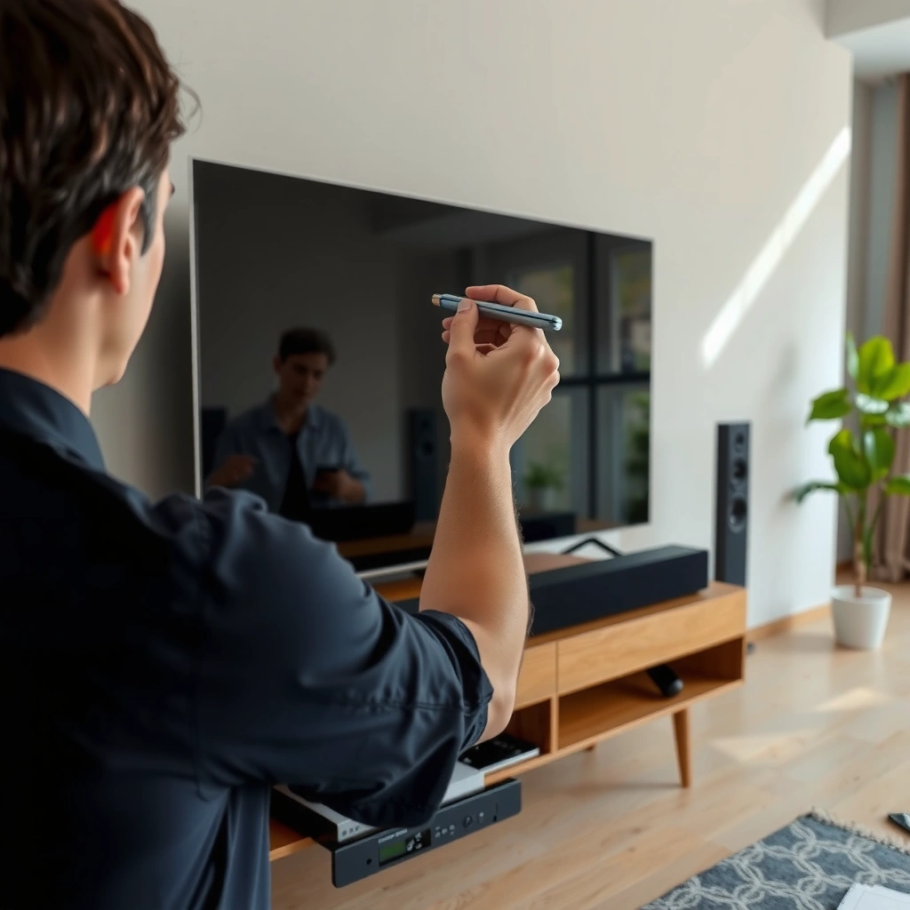 Image showing the ports on a soundbar and smart TV for connection setup.